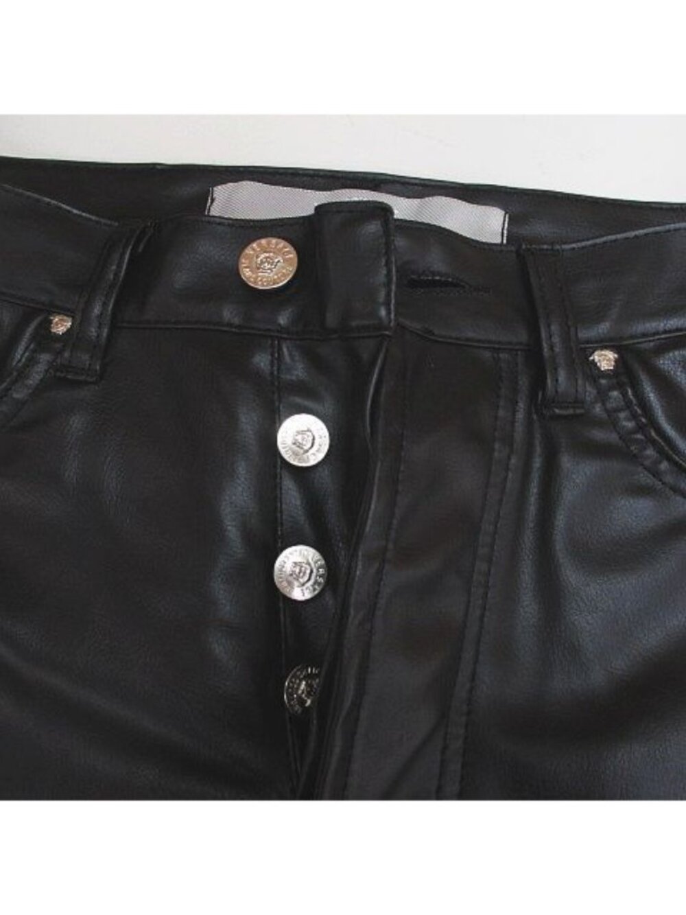 Versace Jeans Couture Long Length Leather Style Straight Pants /44 Black 30 - Picture 5 of 7